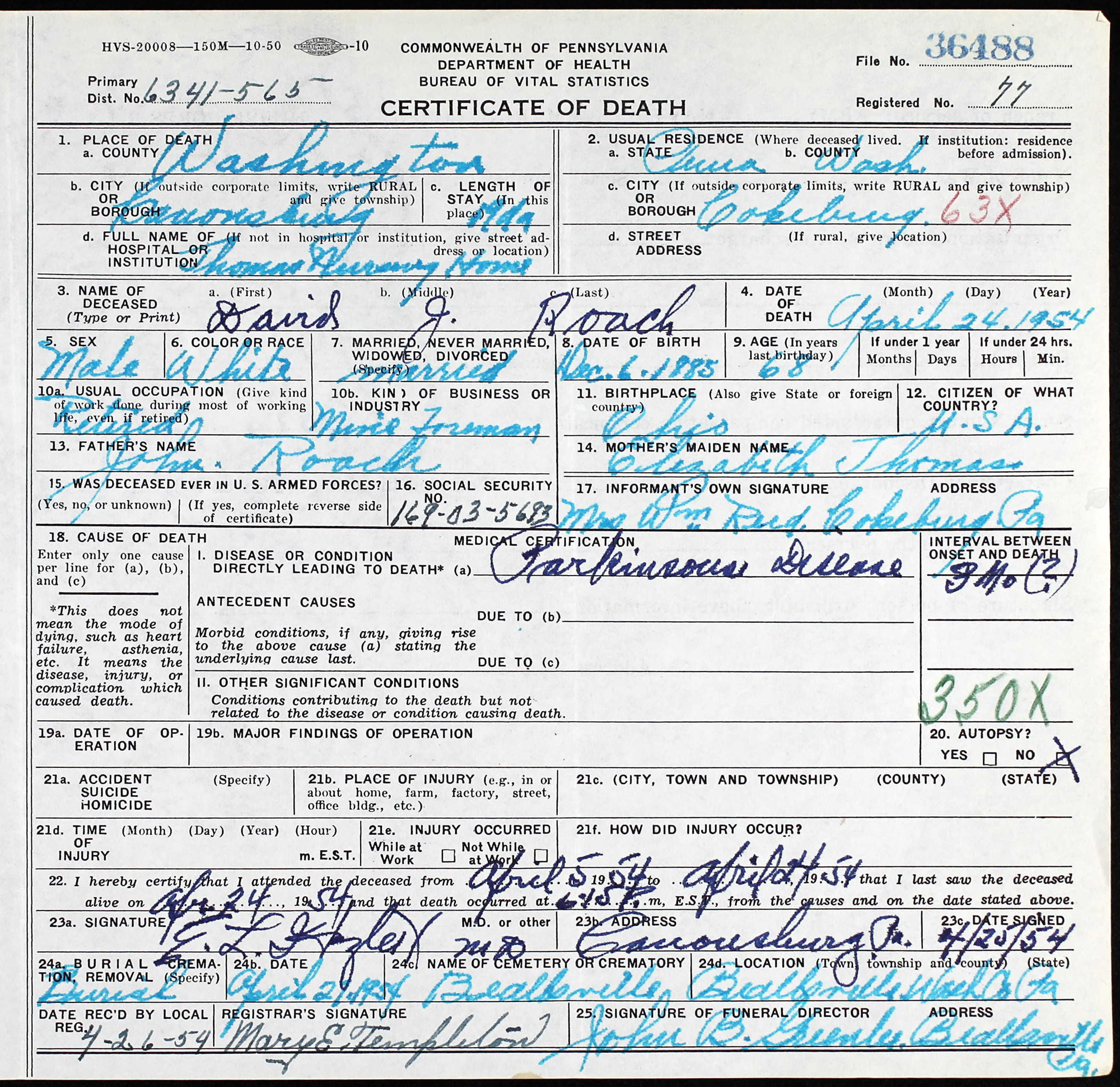 death certificate